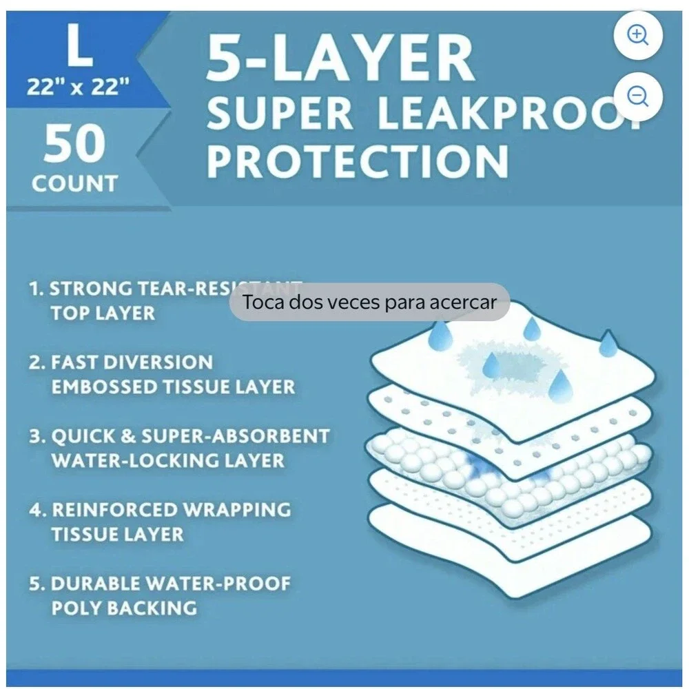 Vibrant Life Large 5-Layer Pet Training Pads, 22” x 22”, 50 Count